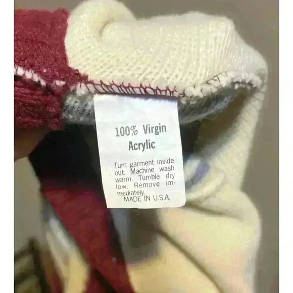 VTG 80s 90s Mens Striped Sweater By Campus 100% Virgin Acrylic Made In USA XL - Picture 8 of 10